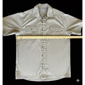Carhartt Button Up Work Shirt Size XL Tan Cotton Blend Short Sleeve